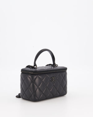 Chanel Black Small Top Handle Vanity Case in Lambskin Leather with So Black Hardware