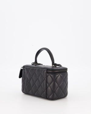 Chanel Black Small Top Handle Vanity Case in Lambskin Leather with So Black Hardware