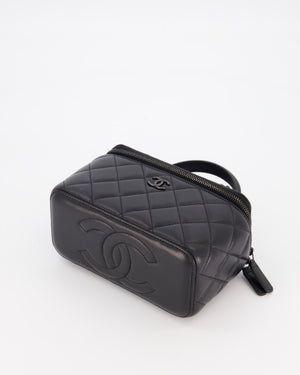 Chanel Black Small Top Handle Vanity Case in Lambskin Leather with So Black Hardware