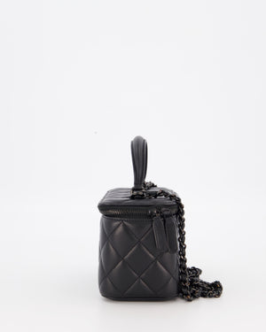 Chanel Black Small Top Handle Vanity Case in Lambskin Leather with So Black Hardware