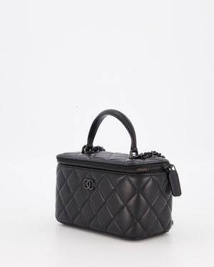 Chanel Black Small Top Handle Vanity Case in Lambskin Leather with So Black Hardware
