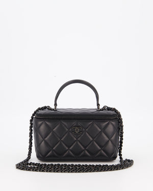 Chanel Black Small Top Handle Vanity Case in Lambskin Leather with So Black Hardware