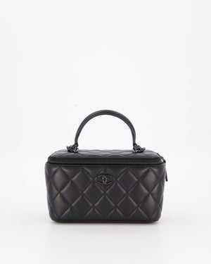 Chanel Black Small Top Handle Vanity Case in Lambskin Leather with So Black Hardware