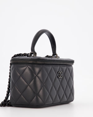 Chanel Black Small Top Handle Vanity Case in Lambskin Leather with So Black Hardware