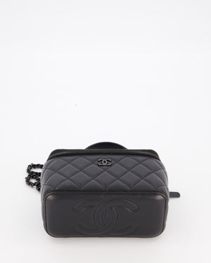 Chanel Black Small Top Handle Vanity Case in Lambskin Leather with So Black Hardware