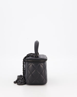Chanel Black Small Top Handle Vanity Case in Lambskin Leather with So Black Hardware