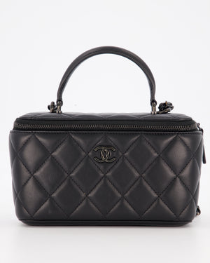 Chanel Black Small Top Handle Vanity Case in Lambskin Leather with So Black Hardware