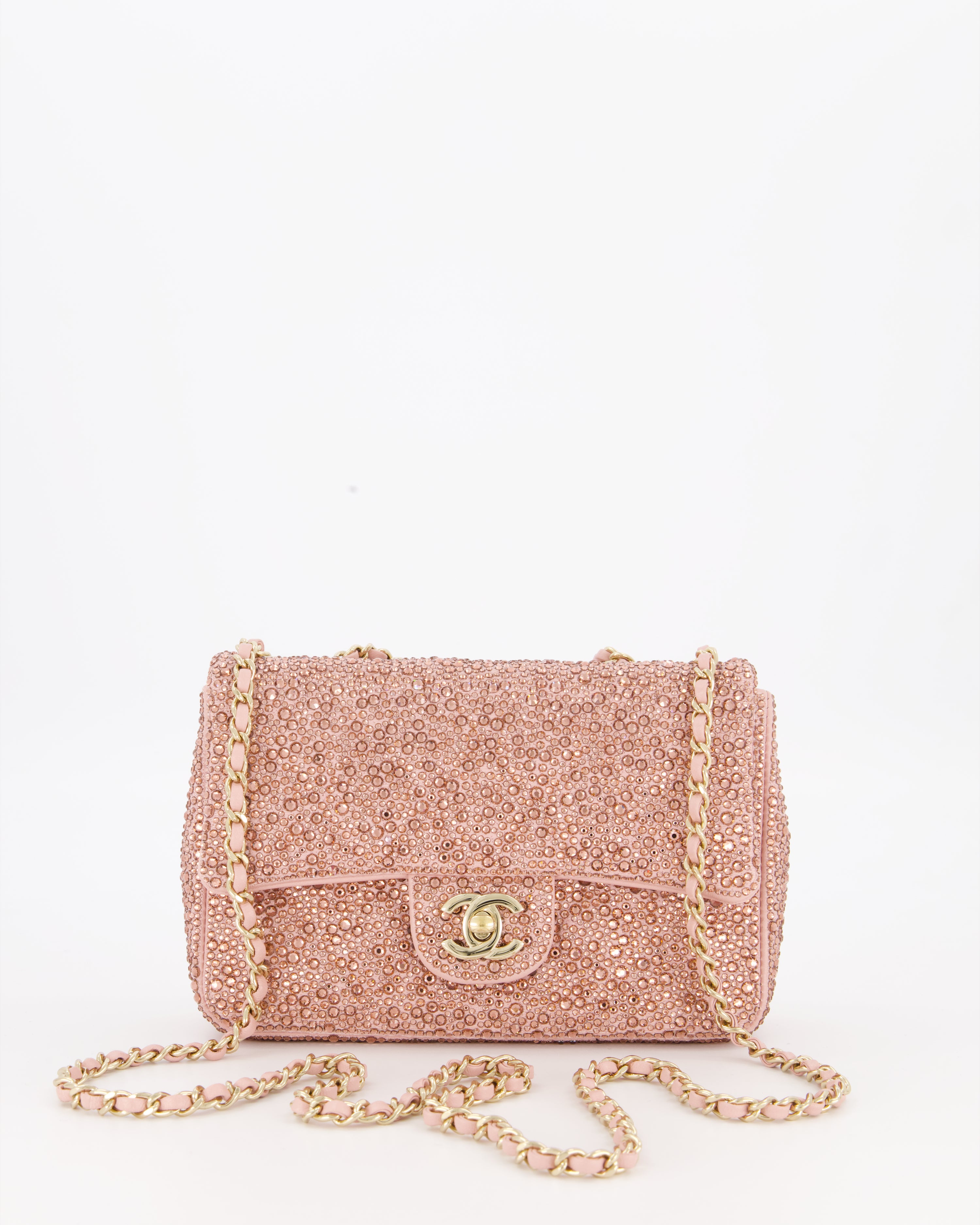 HOT* Chanel Light Pink Diamante Small Flap Bag with Crystal