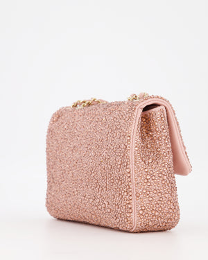 *HOT* Chanel Light Pink Diamante Small Flap Bag with Crystal Embellishments & Champagne Gold Hardware