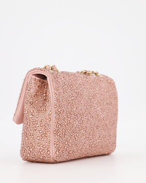 *HOT* Chanel Light Pink Diamante Small Flap Bag with Crystal Embellishments & Champagne Gold Hardware