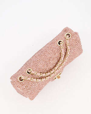 *HOT* Chanel Light Pink Diamante Small Flap Bag with Crystal Embellishments & Champagne Gold Hardware