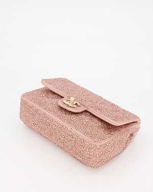 *HOT* Chanel Light Pink Diamante Small Flap Bag with Crystal Embellishments & Champagne Gold Hardware
