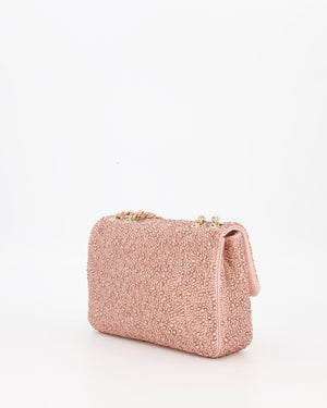 *HOT* Chanel Light Pink Diamante Small Flap Bag with Crystal Embellishments & Champagne Gold Hardware