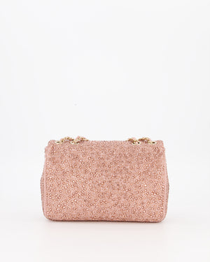 *HOT* Chanel Light Pink Diamante Small Flap Bag with Crystal Embellishments & Champagne Gold Hardware