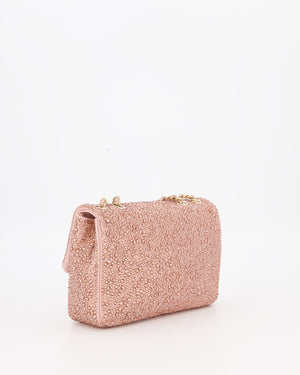 *HOT* Chanel Light Pink Diamante Small Flap Bag with Crystal Embellishments & Champagne Gold Hardware