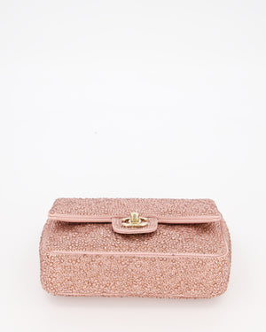 *HOT* Chanel Light Pink Diamante Small Flap Bag with Crystal Embellishments & Champagne Gold Hardware