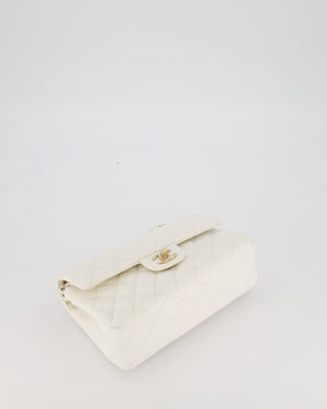 Chanel Small Classic Double Flap Bag in White Caviar Leather with Champagne Gold Hardware