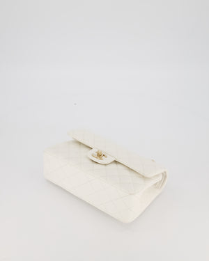 Chanel Small Classic Double Flap Bag in White Caviar Leather with Champagne Gold Hardware