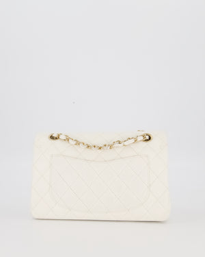 Chanel Small Classic Double Flap Bag in White Caviar Leather with Champagne Gold Hardware