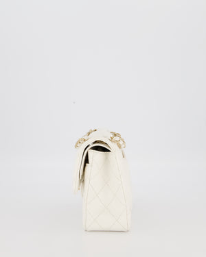 Chanel Small Classic Double Flap Bag in White Caviar Leather with Champagne Gold Hardware