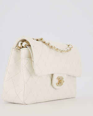 Chanel Small Classic Double Flap Bag in White Caviar Leather with Champagne Gold Hardware