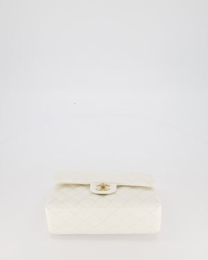 Chanel Small Classic Double Flap Bag in White Caviar Leather with Champagne Gold Hardware