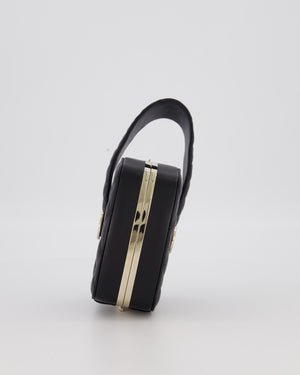 Chanel 22P Makeup Top Handle Clutch Bag in Black Lambskin with Champagne Gold Hardware and CC Logo Detail