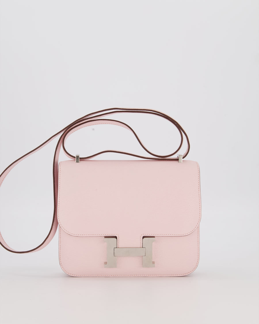 *HOT & RARE* Hermès Constance III 18 Miroir Bag in Rose Darling Chevrè Mysore Leather with Palladium Permabrass Hardware