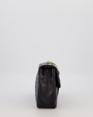 Chanel Black Medium Westminster Pearl Coco Single Flap Bag in Aged Lambskin Leather with Champagne Gold &amp; Pearl Chain and CC Lock Details
