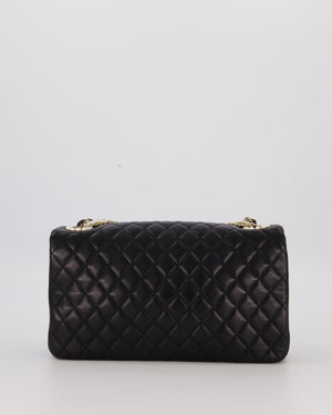 Chanel Black Medium Westminster Pearl Coco Single Flap Bag in Aged Lambskin Leather with Champagne Gold &amp; Pearl Chain and CC Lock Details