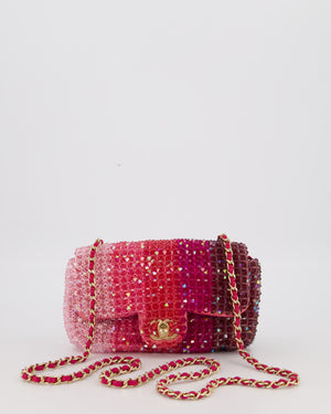 Chanel S/S 2020 Pink Ombre Mini Flap Bag with Crystal Embellishments & Champagne Gold Hardware