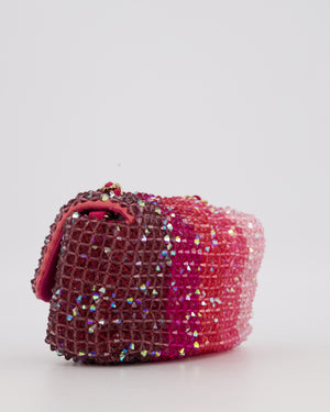 Chanel S/S 2020 Pink Ombre Mini Flap Bag with Crystal Embellishments & Champagne Gold Hardware
