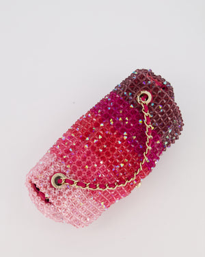 Chanel S/S 2020 Pink Ombre Mini Flap Bag with Crystal Embellishments & Champagne Gold Hardware
