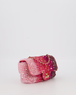 Chanel S/S 2020 Pink Ombre Mini Flap Bag with Crystal Embellishments & Champagne Gold Hardware