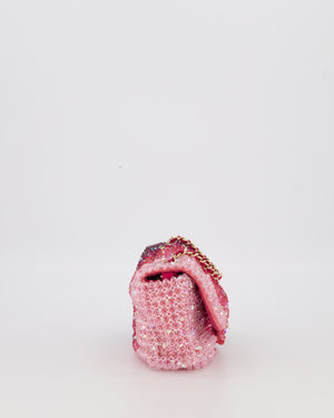Chanel S/S 2020 Pink Ombre Mini Flap Bag with Crystal Embellishments & Champagne Gold Hardware