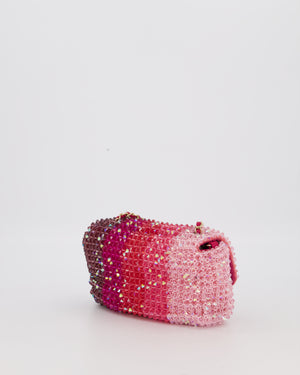 Chanel S/S 2020 Pink Ombre Mini Flap Bag with Crystal Embellishments & Champagne Gold Hardware