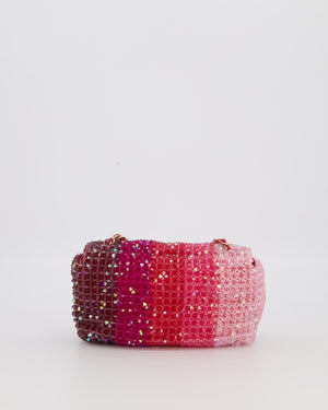 Chanel S/S 2020 Pink Ombre Mini Flap Bag with Crystal Embellishments & Champagne Gold Hardware