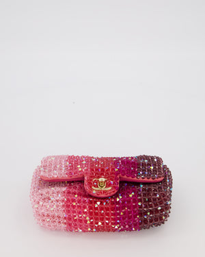Chanel S/S 2020 Pink Ombre Mini Flap Bag with Crystal Embellishments & Champagne Gold Hardware
