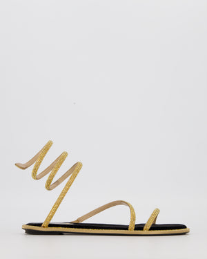 Rene Caovilla Gold Crystal-Embellished Cleo Sandals Size EU 36