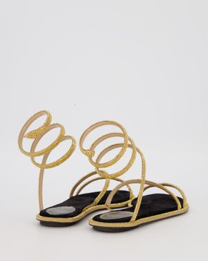 Rene Caovilla Gold Crystal-Embellished Cleo Sandals Size EU 36