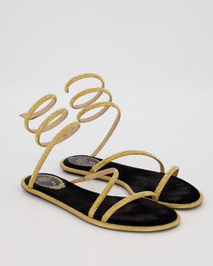 Rene Caovilla Gold Crystal-Embellished Cleo Sandals Size EU 36