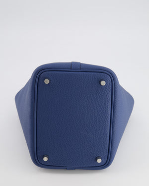 Hermès Picotin Lock 18 Bag in Blue Tie Clemence Leather with Palladium Hardware