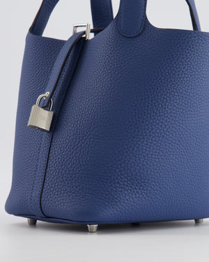 Hermès Picotin Lock 18 Bag in Blue Tie Clemence Leather with Palladium Hardware