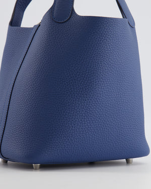 Hermès Picotin Lock 18 Bag in Blue Tie Clemence Leather with Palladium Hardware