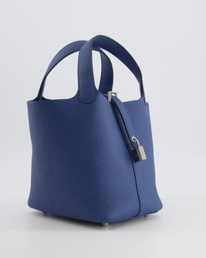 Hermès Picotin Lock 18 Bag in Blue Tie Clemence Leather with Palladium Hardware