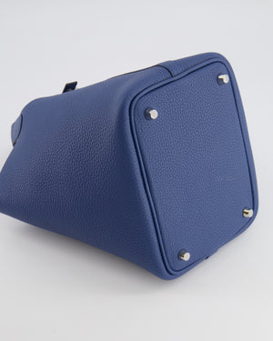 Hermès Picotin Lock 18 Bag in Blue Tie Clemence Leather with Palladium Hardware