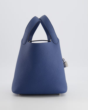 Hermès Picotin Lock 18 Bag in Blue Tie Clemence Leather with Palladium Hardware