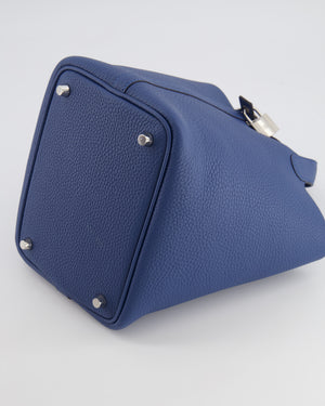 Hermès Picotin Lock 18 Bag in Blue Tie Clemence Leather with Palladium Hardware