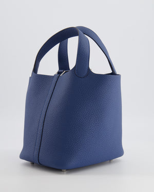 Hermès Picotin Lock 18 Bag in Blue Tie Clemence Leather with Palladium Hardware