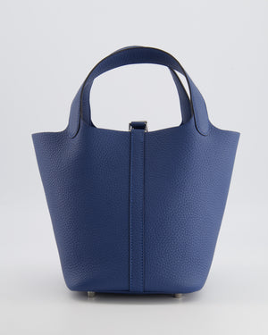 Hermès Picotin Lock 18 Bag in Blue Tie Clemence Leather with Palladium Hardware